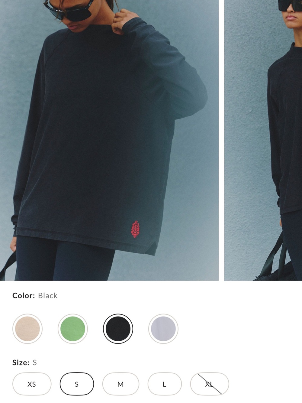 Free People Black Oversized Long Sleeve Top